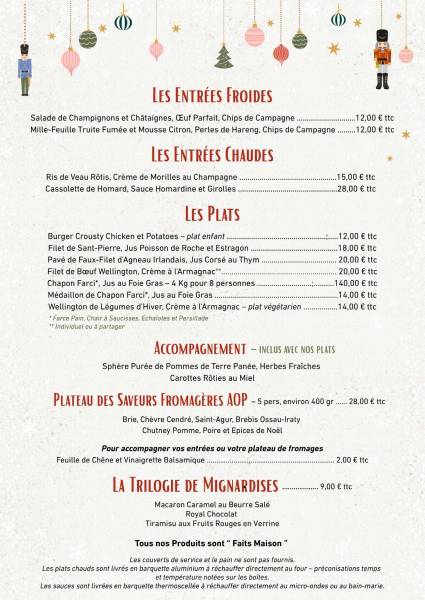 Carte Traiteur Fêtes de fin d'année 2025