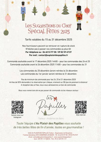 Carte Traiteur Fêtes de fin d'année 2025