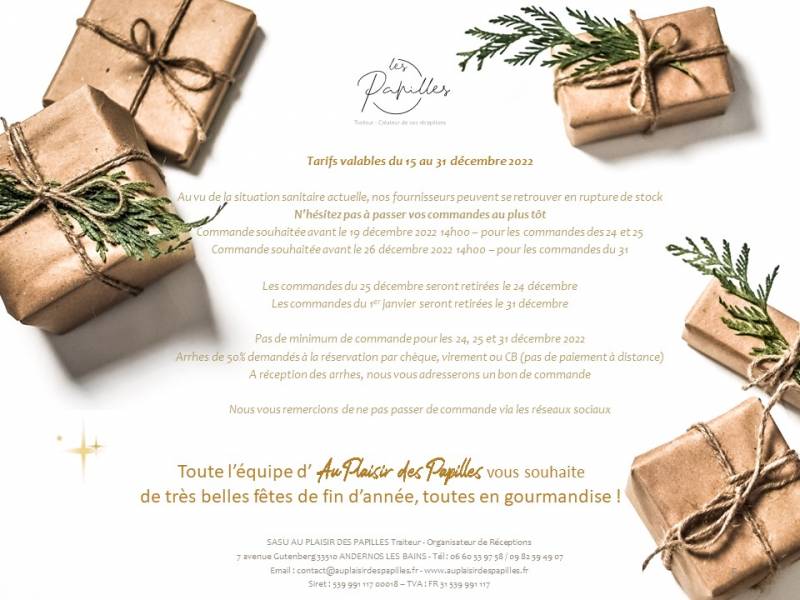 Suggestions Traiteur Fêtes de Noël